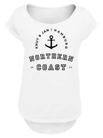 F4NT4STIC Long Cut T-Shirt Northern Coast Nordsee Knut & Jan Hamburg in weiß
