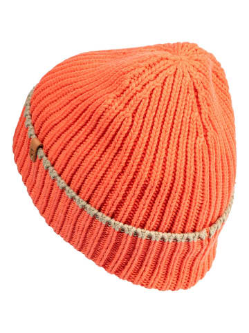 Camel Active Strick-Beanie mit Kontraststreifen in Orange