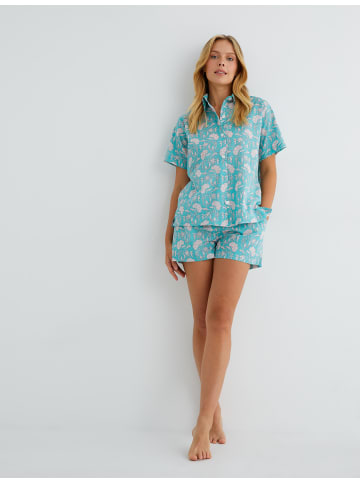 KOTON Schlafanzug Gewebt Oberteil in Grau Gemustert