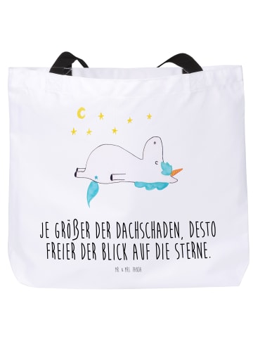 Mr. & Mrs. Panda Strandtasche Einhorn Sternenhimmel mit Spruch in Weiß