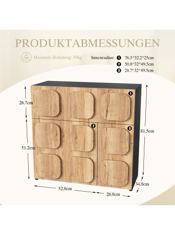 ABRIHOME Vintage Kommode mit Holzstruktur & schwarzen Seiten für Wohnzimmer, Esszimmer
