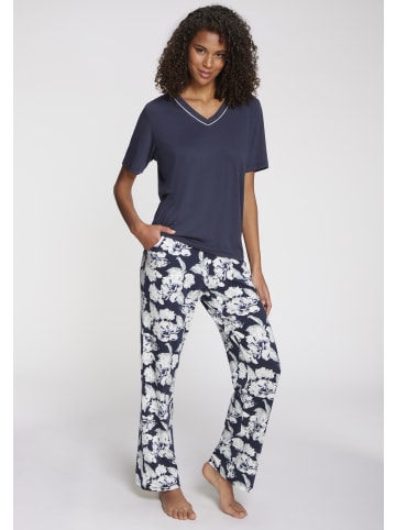 LASCANA Pyjama in blau-geblümt