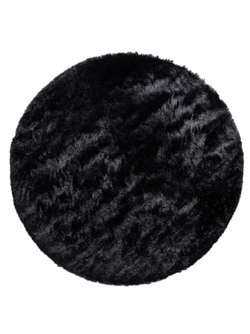 KADIMA DESIGN Hochflor Teppich Shaggy waschbar Unifarben Schlafzimmer in Schwarz