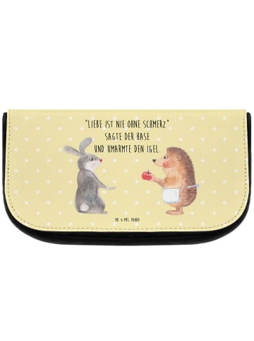 Mr. & Mrs. Panda Kulturtasche Hase Igel mit Spruch in Gelb Pastell