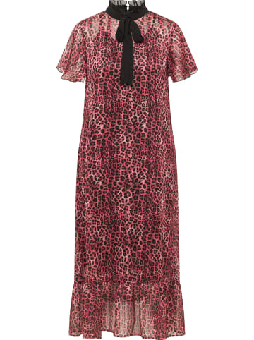 faina Midikleid Mit Leoprint in Rot