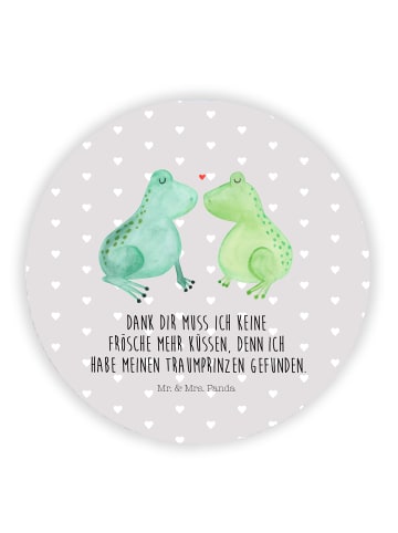 Mr. & Mrs. Panda Rund Magnet Frosch Liebe mit Spruch in Grau Pastell