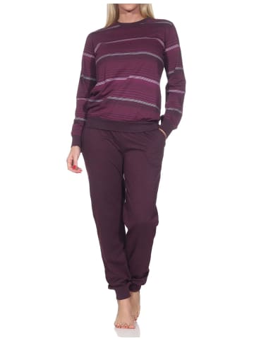 NORMANN langarm Schlafanzug Bündchen Streifen in beere