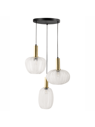 Beliani Pendelleuchten NJORO in Transparent/Schwarz/Messing