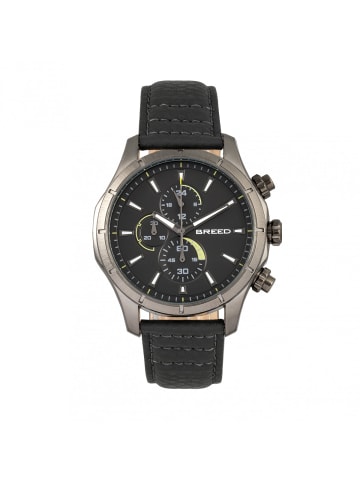 Breed Lacroix Chronograph Uhr mit Lederarmband in Gunmetal/Charcoal