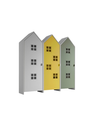 58 aufm Kessel REGALSCHRANK Set Kania 173x37x171 MDF Weiß /Bunt