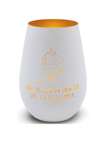 Mr. & Mrs. Panda Teelichthalter Einhorn Pilz mit Spruch in Weiß