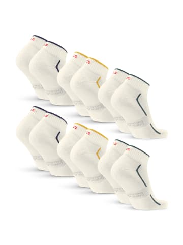 DANISH ENDURANCE Socken Tennis Quarter in offwhite dark green offwhite navy offwhite mustard