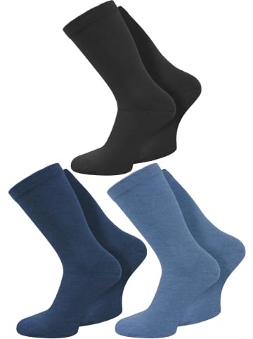 normani 3 Paar Gesundheitssocken mit Komfortbund in Jeansblau/Mittelblau/Schwarz