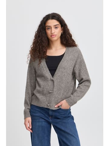 ICHI Strick-Cardigan langarm IHDASILA Loose fit in Dark grey melange