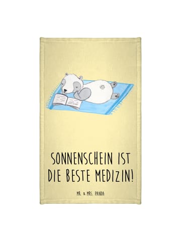 Mr. & Mrs. Panda Gästehandtuch Sommer Sonnenschein mit Spruch in Gelb Pastell