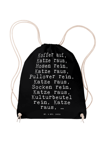 Mr. & Mrs. Panda Gym-Tasche Koffer auf, Katze raus,... mit Spruch in Schwarz