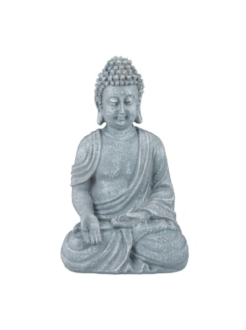 relaxdays Buddha Figur in Hellgrau - (H)30 cm