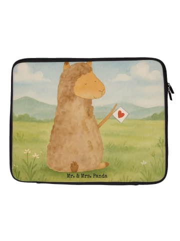 Mr. & Mrs. Panda Laptop Tasche Alpaka Fahne Design ohne Spruch in Weiß