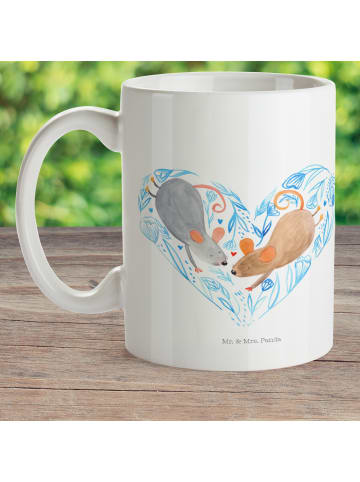 Mr. & Mrs. Panda Kindertasse Mäuse Herz ohne Spruch in Weiß