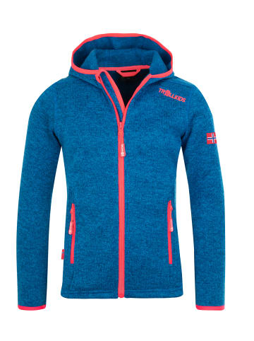 Trollkids Kapuzen Fleecejacke "Jondalen XT" in Mitteblau/Coral