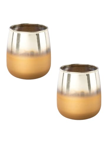 Creativ home 2er Set: Windlicht aus Glas in gold-silber