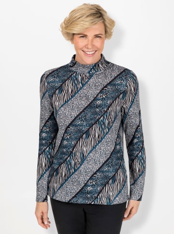 WITT WEIDEN Langarmshirt in aquapetrol-schwarz-bedruckt