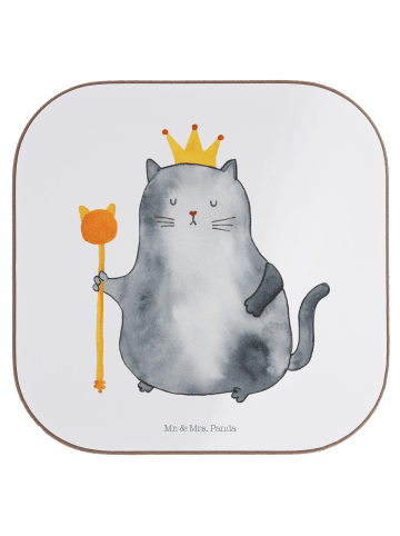 Mr. & Mrs. Panda Tassen Untersetzer Katze König ohne Spruch in Weiß
