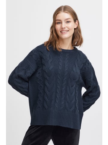 Oxmo Strickpullover OXOtana 21800189-ME Strickpullover mit Flechtdetails in Dunkelblau