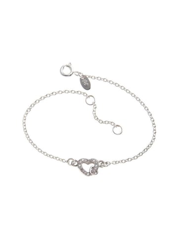 SILBERKETTEN-STORE 925 Silber Armband "Herz" mit Zirkoniasteinen