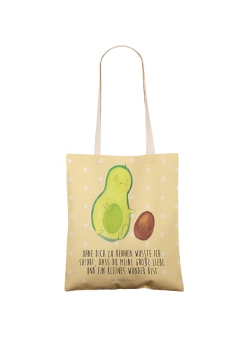 Mr. & Mrs. Panda Tote Bag Avocado Kern rollt mit Spruch in Gelb Pastell