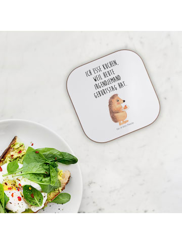 Mr. & Mrs. Panda Glasuntersetzer Igel Kuchenstück mit Spruch in Weiß