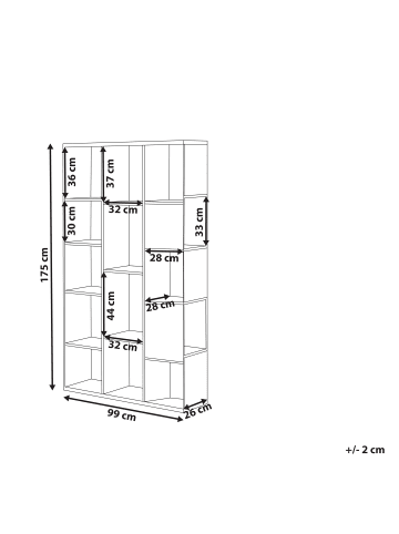 Beliani Bücherregal BANGOR in Braun/Schwarz - (W) 99 x (H) 175 x (L) 26 cm