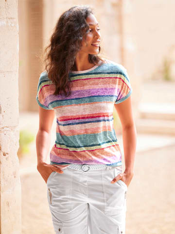 Heine T-Shirt in flamingo-jade-geringelt