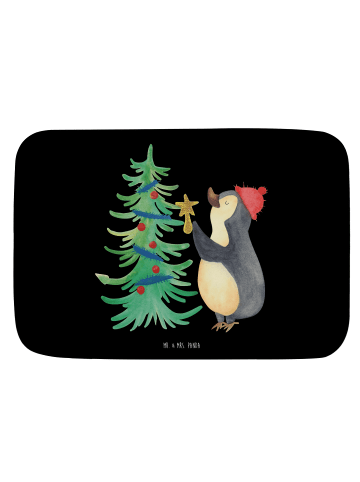 Mr. & Mrs. Panda Badematte Pinguin Weihnachtsbaum ohne Spruch in Schwarz