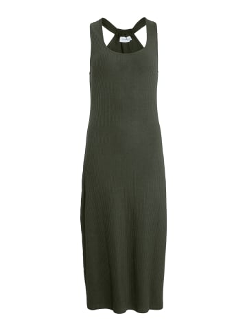 Vila Legeres Geripptes Maxikleid mit Racerback und Knotendetail in Dunkelgrün