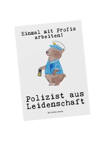 Mr. & Mrs. Panda Postkarte Polizist Leidenschaft mit Spruch in Weiß