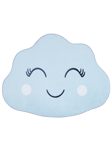 Beliani Kinderteppich CUMULUS in Blau/Weiß/Schwarz - (W) 90 x (H) 1 x (L) 120 cm