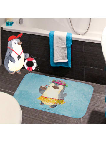Mr. & Mrs. Panda Duschvorleger Pinguin Kokosnuss ohne Spruch in Eisblau