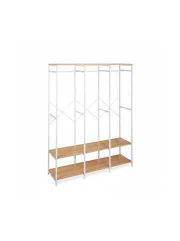 relaxdays Garderobe in Weiß/ Natur - (B)141 x (H)180 x (T)40 cm