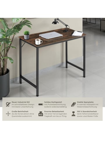 tectake Schreibtisch Jenkins Höhe 75,5 cm, Industrial Holz dunkel, rustikal