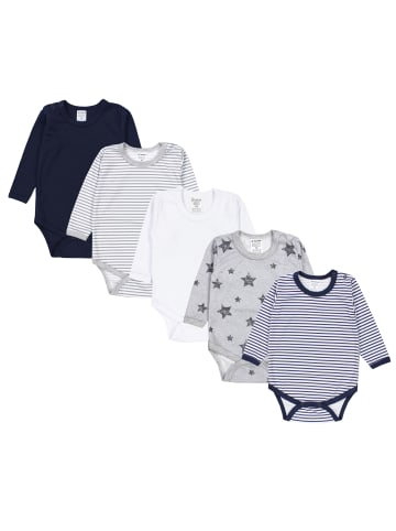 TupTam Jungen Baby Body Langarm 5er Pack in grau/weiß