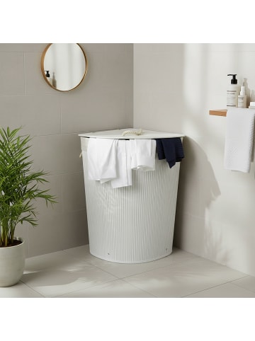relaxdays Eckwäschekorb in Weiß - (B)36 x (H)60 x (T)36 cm