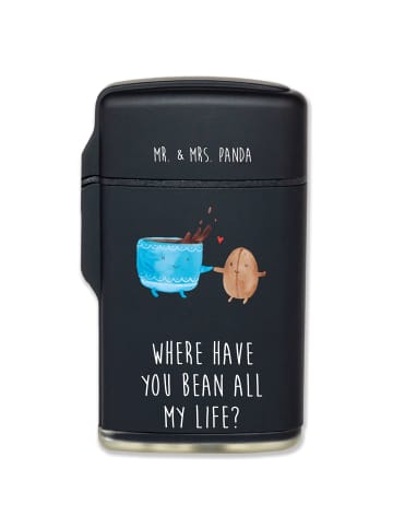 Mr. & Mrs. Panda Feuerzeug Kaffee Bohne mit Spruch in Schwarz