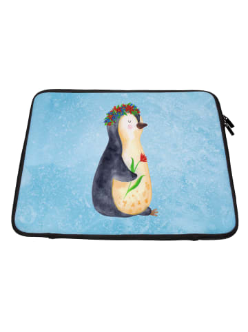 Mr. & Mrs. Panda Notebook Tasche Pinguin Blumen ohne Spruch in Eisblau