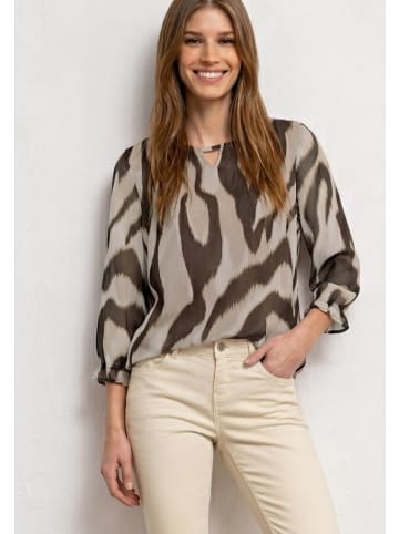 Street One 3/4-Arm Bluse mit Rundhals aus Chiffon in Braun