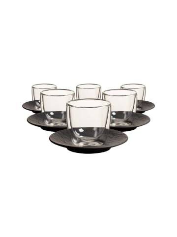 Villeroy & Boch 6er Set Espressogläser mit Untertassen Manufacture Rock 70 ml schwarz in schwarz