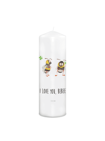 Mr. & Mrs. Panda Dekokerze Bienen Paar mit Spruch in Weiß