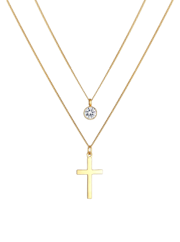 Elli Halskette 925 Sterling Silber Kreuz in Gold