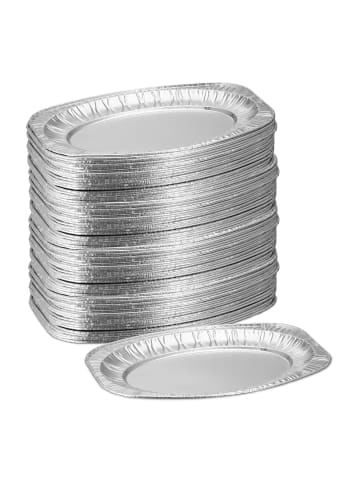 relaxdays 100 x Servierplatten in Silber - (B)35 x (H)2,5 x (T)24 cm