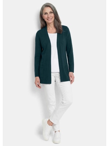 GOLDNER Kurzgröße: Elegante Strickjacke mit Kaschmir in petrol